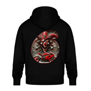 Red Inferno Jester - Unisex Oversized Organic Hoodie-16