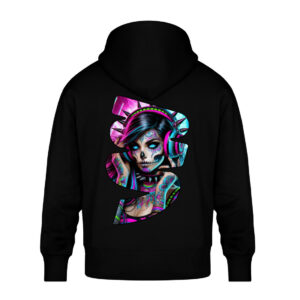 Neon Catrina Beats - Unisex Oversized Organic Hoodie-16