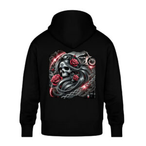 Dark Rose Rider - Unisex Oversized Organic Hoodie-16